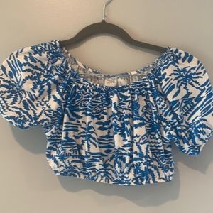 zara blue toile kids top